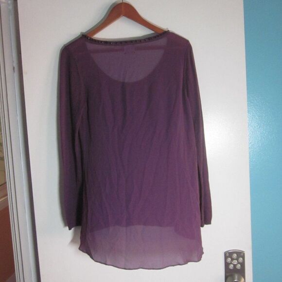 Zero Degrees Celsius Womens Size S Silk Knit Top Purple Jeweled Scoop Neckline - Picture 5 of 11